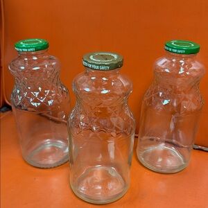 Glass Juice Bottles with Green Lids